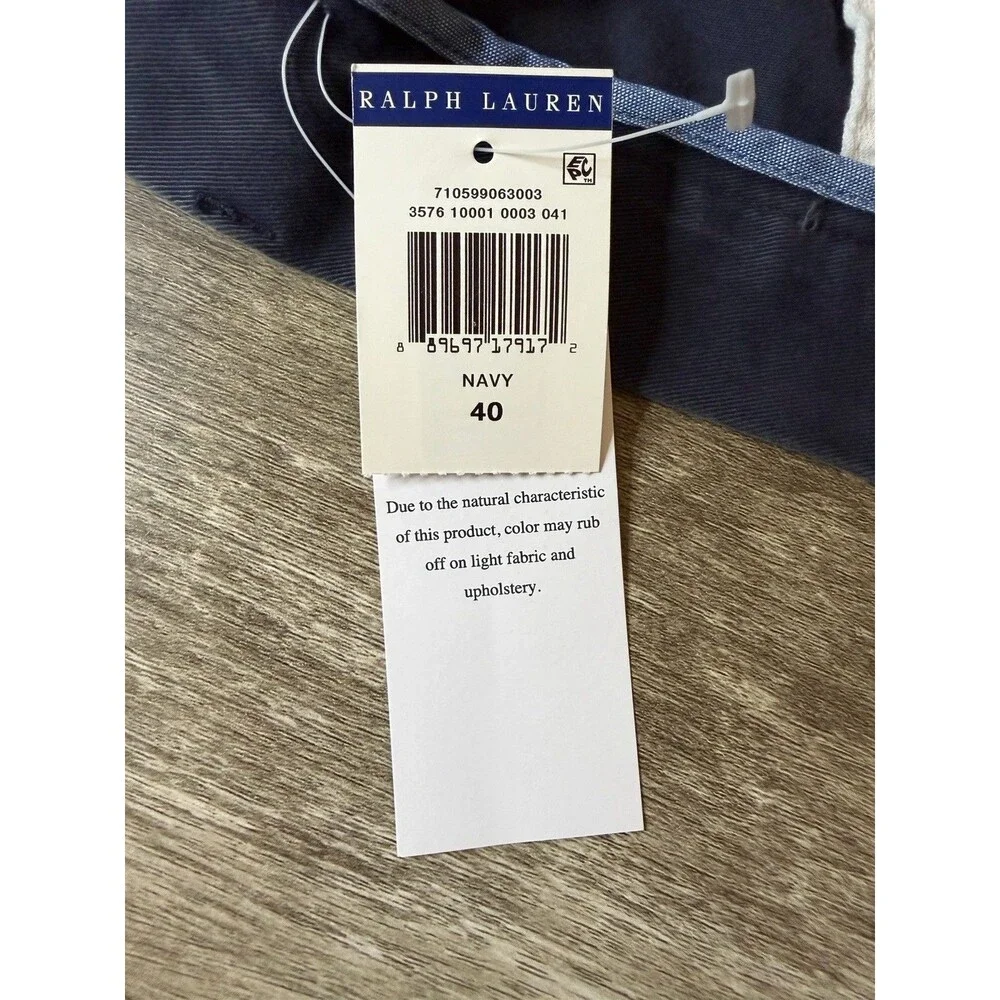 New Polo Ralph Lauren Shorts Men's 40 Classic Fit Navy Blue 100% Cotton Chino